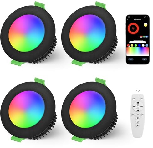 YindaLux Bluetooth LED Einbaustrahler Dimmbar 230V RGB 2700K-6500K 65-80mm