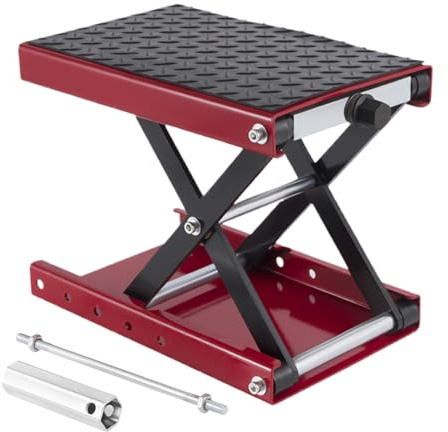 Krmoau Plataforma elevadora para motocicleta, elevador de tijera portátil para vehículos de motor, plataforma elevadora compacta pesada con cierre rápido para garaje ATV taller mantenimiento