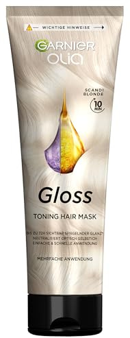 Olia Gloss, Toning Hair Mask, Repariert bis zu 1 Jahr Haarschäden, bis zu 72h sichtbarer Glanz, intensiviert die Haarfarbe bis zu 4 Haarwäschen, wie eine Haarmaske anwendbar, Scandi Blonde