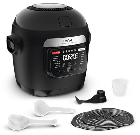 Tefal Rapid Multi Cooker & Air Fryer, Auto Stirring Tech, 14 Programmes including Steam, Grill, Roast, Risotto, Slow Cook, Crispy, Multi Layer Cooking, 6L Capacity, Black, MY741C40