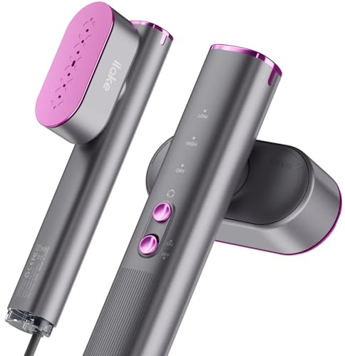 Ilake Vaporizador de mano para ropa, vaporizador de viaje de doble voltaje de 100-240 V, 1000 W, tanque de 120 ml, vaporizador y plancha portátil 2 en 1 para viajes de negocios, hogar, gris espacial