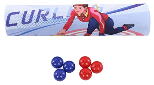 Jiawu Tabletop Curling Game, Portable Roll Up Design Curling Board Game, Shuffleboard with 6 Stones for Family Travel School Kids Adults
