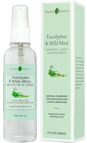Eukalyptus und Wilde Minze Raumspray und Kissenspray, hergestellt aus reinen ätherischen Ölen, 100% natürliches Duftspray, entspannender Raumduft, Schlafspray, Lufterfrischer (120 mL)