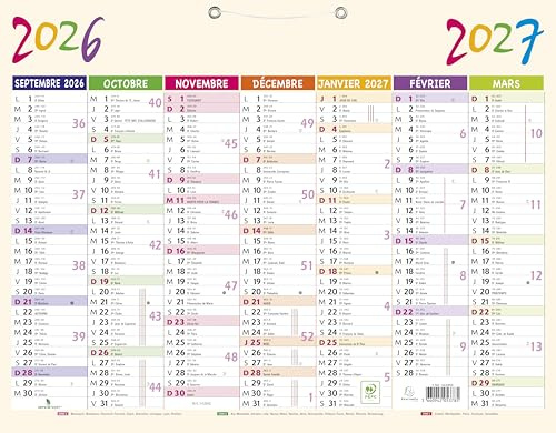 Exacompta - Calendrier Pep's 43x33,5cm - Sept. 2026-2027 - Beige