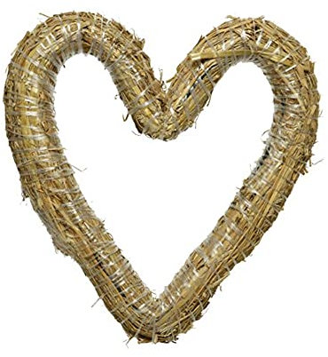 Make Your Own Heart Shaped Floral/Christmas Heart Shaped Wreath - Blank Straw Wreath/Ring for Christmas Crafts - 25 cm
