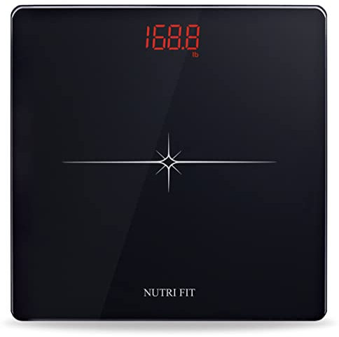 NUTRI FIT Digital Scale for Body Weight, Precision Bathroom Weighing Scale Step-On Technology High Capacity - 330 lb, LED Display with High Precision Measurements, Black
