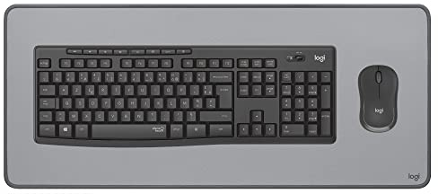Logitech MK295 Souris Clavier sans Fil, Souris sans Fil Noire, Clavier AZERTY Français, Récepteur USB Unifying + Logitech Desk Mat, Large Tapis de Bureau, sous-Main Gris, pour Le Télé-Travail