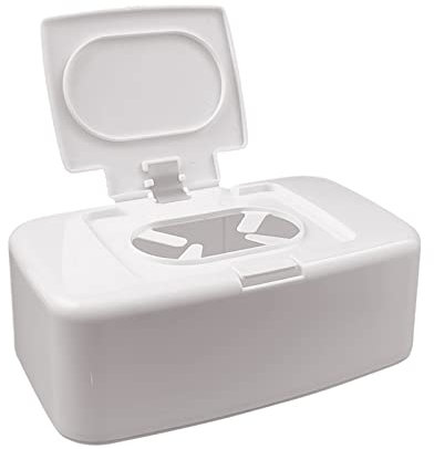Feuchttüchter Box, Baby Feuchtes Toilettenpapier Box Baby Feuchttücherbox, Feuchte Toilettenpapier Box Feuchttücher Spender Tücherbox Aufbewahrungsbox mit Deckel für Zuhause und Büro (Weiß (1 Stück))