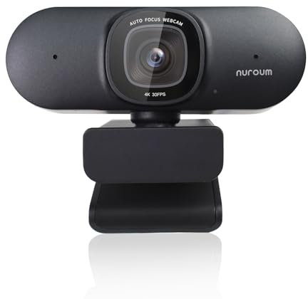 Nuroum V32AF Webcam 4K, Einstellbares Blickfeld/Autofokus/Auto-Framing/1080P 60fps PC Kamera mit Mikrofon Rauschunterdrückung, USB Plug&Play Webkamera für Laptop/Desktop/Mac, für Zoom/Teams
