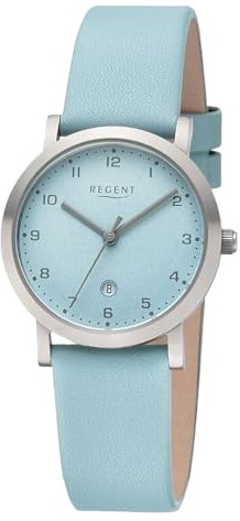 REGENT Flache Damenuhr Titan 30 mm 5 ATM Quarz Analog Pastellblau 3268.90.14