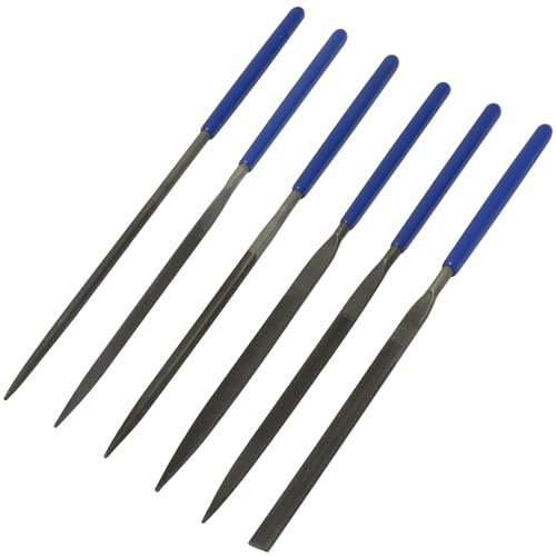 AERZETIX - C68530 - Juego de 6 Limas mini de metal triangular plana plana con punta puntiaguda redonda semi redonda cuadrada - longitud 140 mm - afilado modelismo aguja afilar escultura