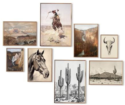 Western Decor Vintage Southwestern Wall Art,Farmhouse Wall Decor Vintage Cowboy Pictures,Boho Ranch Desert Southwestern Wall Decor Aesthetic,Classic Artwork Prints for Western Bedroom Bathroom Decor,Unframed
