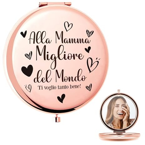 Idée cadeau fête des mères originale – Miroir portable pliable pour maquillage de voyage maman meilleure du monde avec dédicace que je vous veux si bien – Idées cadeaux gadget utiles pour maman