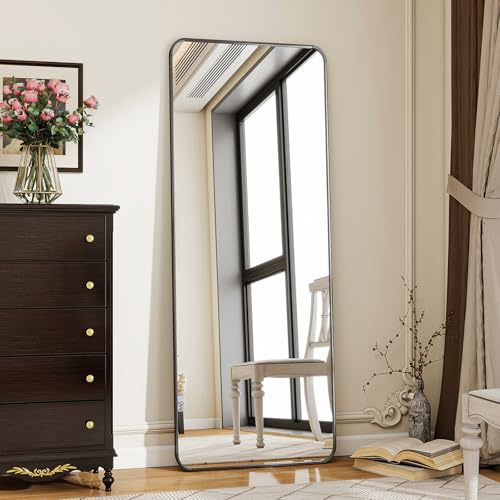 BEAUTYPEAK Black Full Length Mirror, 56x21 Rounded Corner Floor Mirror Standing Hanging or Leaning Against Wall, Suitable for Bedroom or Dressing Room