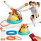 Billeeit 2 in 1 Children's Sports Set, Musical Jump, Toss Ring Game Toys, Stomping Launch for Kids 3-6, with Remote Control Outdoor Activities Games for Boys Girls Gifts