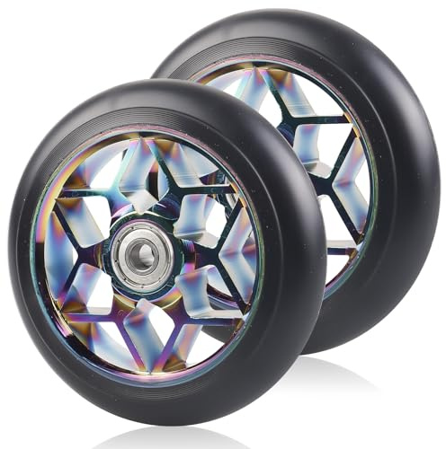 Ruedas de Repuesto para Patinete Stunt de 110 mm - 88 A para Acrobacias Con Rodamientos ABEC-9, Núcleo de Radios de Aluminio - Compatibles Con Todo Tipo