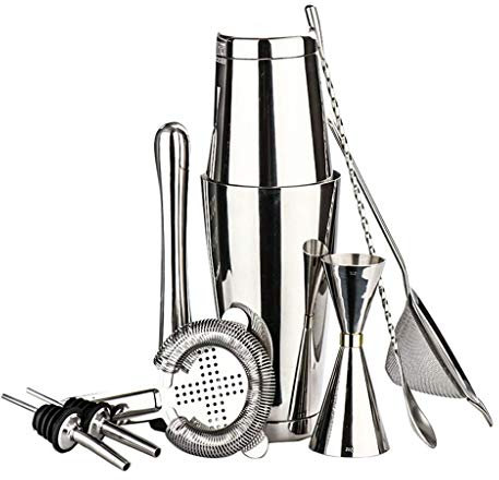 Bartenderkit Rostfritt stål Bartenderverktyg med blandningsglas Barsked Sil Cocktail Shaker Set