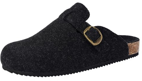 Dokela Mules et Sabots Femmes Hommes Feutre Pantoufles Hiver Chaussons Confortable Antidérapants Chauds Ajustables Fourrure Chaussures de Jardin Intérieur extérieur