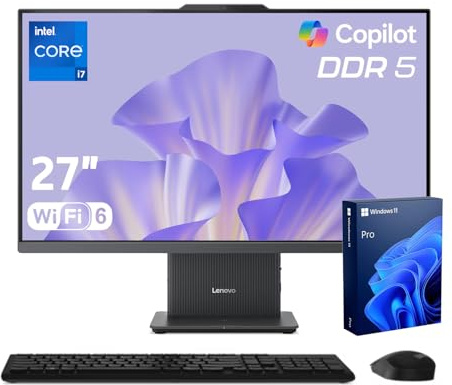 Lenovo IdeaCentre Business Computer All-in-One PC, 27 FHD 100Hz Display, Intel Core i7-13620H, 64GB DDR5, 2TB SSD, Wi-Fi 6, Windows 11 Pro con AI & Microsoft Copilot, Wireless KB & M, Grigio