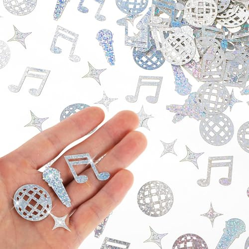 480 stycken disco konfetti glitter liten discokula dekoration konfetti disco dekoration mikrofon stjärna mittstycke bordsdekoration party för 70-talet 80-talet 90-talet retro fest födelsedagar bröllop