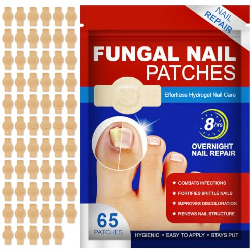 AOOWU 65 stycken tånagelbehandling, svampnagellappar, svampnagelbehandlingar, klyvna nagelreparation, stärkande naglar för skadade naglar och utseendet av missfärgade naglar