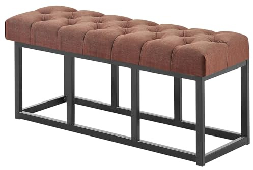 CLP Panca Design Chesterfield Amun In Stoffa E Metallo Nero Opaco I Panchina Ingresso Capitonné I Panchina Corridoio Casa O Ufficio, Colore:marrone, Dimensione:100 cm