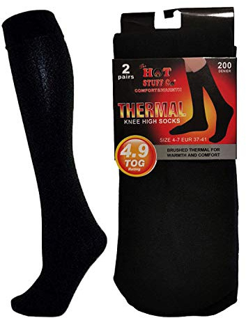 Undercover 2 Pairs Ladies Thermal Knee High Socks Black 4-7