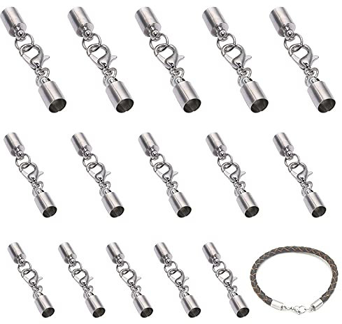 Zasvec Kettenverschluss 15 Stück Karabinerverschluss aus Edelstahl Karabiner-Verschluss Kettenverschluss Silber Karabiner Verschlüsse Karabiner Klein für DIY accessories Loch: 2/3/6mm