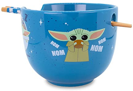 Star Wars: The Mandalorian Grogu Nom Nom 20-Ounce Ramen Bowl and Chopstick Set