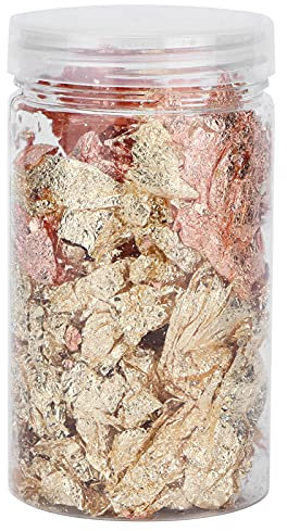 Nail Art DIY Mix Färg Folie Flingor Guld Rose Guld Folie Harts Glitter Metalliska Folie Flingor för Harts Smycken Göra Naglar Måla Konst Hantverk, Bladguld Förgyllning Hartsflingor,