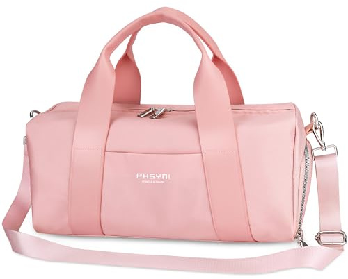 Pequeña Bolsa De Deporte para Mujeres, Niñas y Niños,Diseño para Fitness,Entrenamiento, Baile, Ballet, Natación con Zapatero Independiente y Bolsillo Impermeable(Rosa,40x19x20 cm,15L)