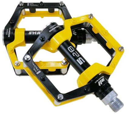 Pedales de bicicleta de montaña, pedales de bicicleta de aleación de aluminio, pedal antideslizante con rodamiento sellado de 9/16 pulgadas, plataforma ligera de pedal de bicicleta de carretera para