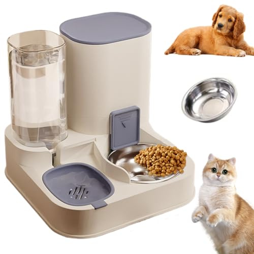 Mangeoire automatique 2 en 1 Jorzer en acier inoxydable et polypropylène pour chat - Distributeur d'eau automatique de grande capacité - Distributeur de nourriture amovible pour chats et chiens - Bleu