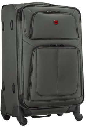 WENGER Sion Medium Weichschalenkoffer mit 4 Rollen, Trolley, Mittelgroß, 72 (82) l, Erweiterbar, Damen Herren, Reisen Urlaub, Grau, 653587