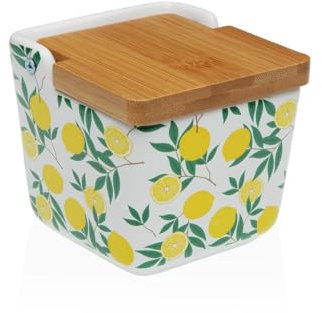 Salero con Tapa Versa Cerámica Limón 8,8 x 8,5 x 8,8 cm - Marca: Versa - EAN: 8420327567604