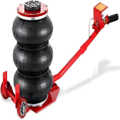 Peviasot Pneumatisk domkraft, Triple Bag Air Jack, tryckluft med 3T-kapacitet, rakt handtag, luftdomkraft med 5-sekunders lyft, justerbar höjd 15 cm–40 cm, bekväm att transportera
