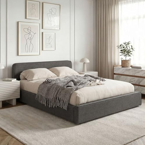 IDIMEX Polsterbett MARINI Doppelbett 140x200 cm in dunkelgrau - Bett gepolstert mit Lattenrost, modernes Design & stabiles Holzgestell mit Kunststofffüßen