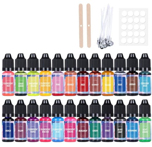 Uxsjakjsd Kit para Hacer Velas DIY de 24 Colores: Velas de Aromaterapia, Tinte, Moldes y Juego de Colorantes para Jabón Incluido.