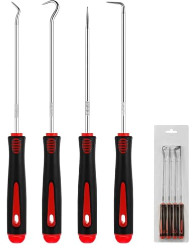 CULEB 4Pcs Rimozione del paraolio, Estrattore per Guarnizioni Olio Auto, Strumento di Rimozione Guarnizione O-Ring, Rimozione del Paraolio Cacciavite Gancio di Prelievo(24 cm)