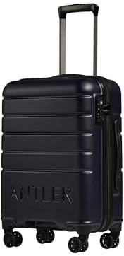 ANTLER - Logo Hard Shell Cabin Suitcase, 55x40x20cm 38L, Lightweight & Small, 4 Spinner Wheels - Adjustable Handle, Carry On, TSA Lock - Dark Purple