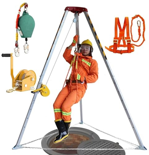 Kit Tr para espacios reducidos, plegable, seguro Tr con protección contra caídas y arnés seguro, cabrestante de 1800 libras para túnel de alcantarillado