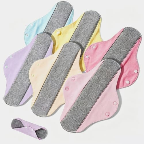 6 PCS Reusable Sanitary Pads Set, 230mm Maternity Pads for Women Sanitary Incontinence, Soft Gentle Comfort Reusable Period Padss, Postpartum Padss (Random Color)