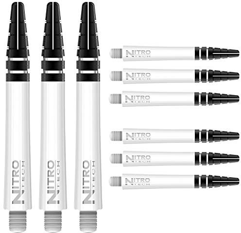 RED DRAGON Nitrotech Dart-Schäfte, 3 Stück pro Packung (9 Schäfte insgesamt) mit Punktekarte, weiß, M