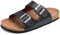 ONCAI Men's Slide Sandals with Two Adjustable Straps Cork Footbed Open Toe Black Size 10 UK Casual Mules Slides Non Slip Rubber sole