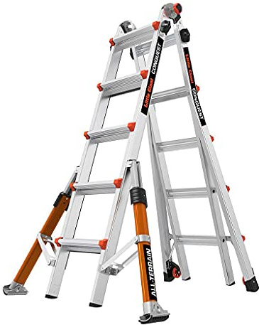 Little Giant Leitern 1304-025 Conquest All-Terrain Mehrzweckleitern, 5 Stufen, seitlich montierte Stabilisatorstangen, schwere Konstruktion in Militärqualität, EN131