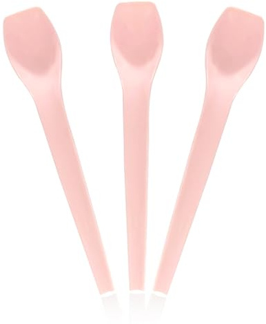 [96 Count]Bellefino Disposable Ice Cream Spoon, Plastic Gelato Spoon for Dessert, Square Front Tip, Pink Spoons [2 Packs, Pink]