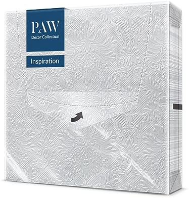 PAW - Servietten 3-lagig (33 x 33 cm) I 20 Stück I Perfekt für Geburtstage, Partys, Hochzeiten, Kommunion und Feiern I Papierservietten Bunt - Besondere Anlässe, Ornamente, Silber I Inspiration