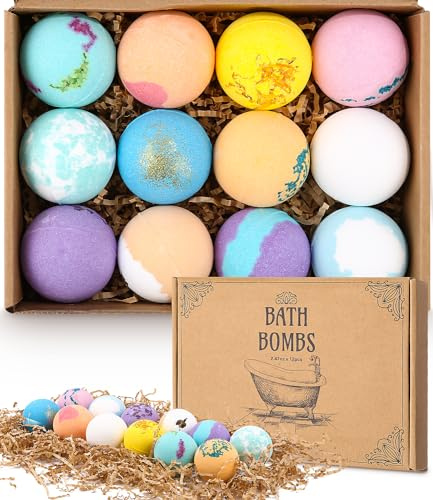 SOBEAU 12pcs Coffret Cadeau Boules de Bain,riche en bain moussant aux huiles essentielles, hydrate la peau sèche,Naturelles Comme Spa Bain Moussant Noël Saint Valentin Cadeau aux femmes