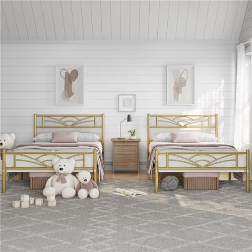 Yaheetech Set di 2 Struttura Letto Singolo in Ferro 90 x 200 cm