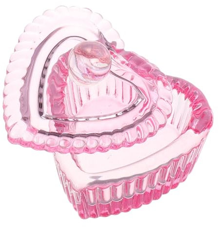 Beaupretty Heart Shaped Nail Glass Cup Lid Crystal Dappen Dish for Nail Soaking and Monomer Holding Pink Iridescent for Manicure